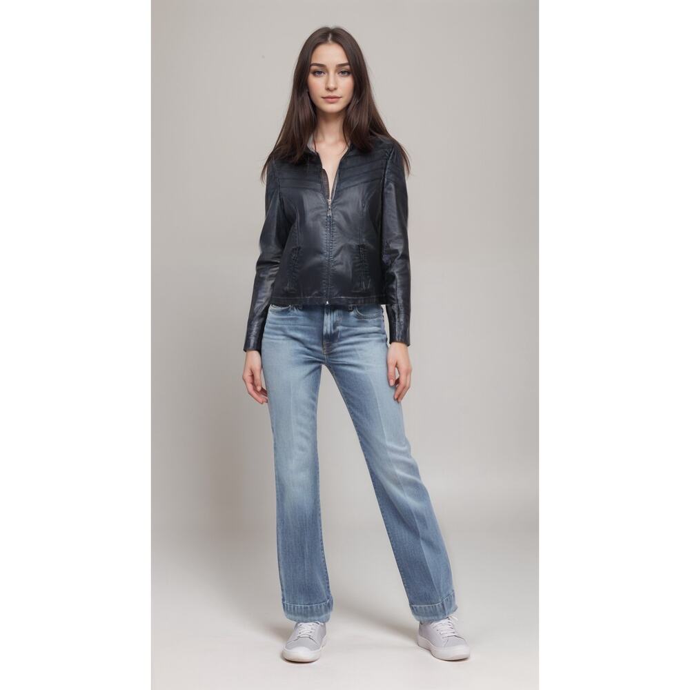 Wilsons Leather Black Jacket women’s MED Zippers, Chevrons, Rocker, Moto